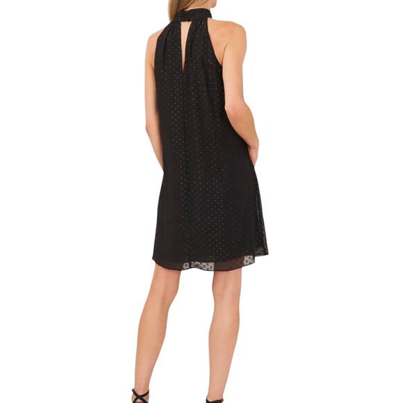 CeCe Women’s Sleeveless Rosette Halter Dress Black Size M - Picture 2 of 3